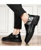 Mens artesanal PU clássico preto rodada dedo do pé de pés de pé lace-up derby sapatos baixo calcanhar confortável moda all-match business casuall 5ke011