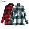 Frauen Plaid Jacken Mantel Elegante Damen Drehen Unten Kragen Wolle Mischung Mäntel Langarm Herbst Winter Warme Weibliche Outwear 210515