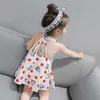 Barnklänning Sommar Nya barnkläder Korean Girls 'Lamb Print Dress Open Back Suspender Children's Princess Kjol