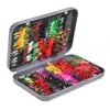 20-100 sztuk / pudełko Handmade Fly Fishing Luds Dryfishing Flyfishing Kit Wetflies Streamer Nimph Emerger z wodoodpornym pudełkiem