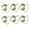 Napkin Rings 6pcs/set Ring Golden Pearl Flower Metal Holder For Wedding Party Dinner Table Decoration