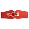 Belts Women Retro Wide Waistband Brand Gold Buckle PU Leather Cummerbunds For Ladies Dress Sweater Stretchy Elastic Waist Belt Fier22