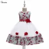 Surferfish Girls Embroidery Pearl Dresses Princess Flowers Wedding Mesh Lace Wedding Wear New Year Valentine's Day Costume Q0716