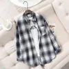 HSA Moda Kobiety Plaid Koszula Chic Sprawdzona Bluzka Z Długim Rękawem Kobieta Dorywczo Druku Koszulki Luźne Bawełniane Topy Blusas Spring 210430