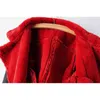 Vintage femmes rouge col de fourrure manteaux hiver dames PU cuir jacktes femme mode moto filles faux manteau 210427