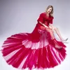 Photo vermelho único tiro vestidos de noite sexy ver através de ruffles tulle laço mulheres grávidas capa vestido maternidade bebê chuveiro