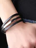 Bracelets de charme Hommes Noir Mode Bracelet En Cuir Bracelet En Acier Inoxydable Fermoir En Gros Bijoux Designer Chrams