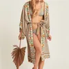 Kimono da spiaggia in cotone Copricostumi da donna Stampa Saida de Banho Para Praia Sarong Robe Plage Copricostumi Tunica # Q803 210420