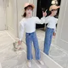 Children Clothes Blouse + Jeans Girls Clothing Casual Style For Spring Autumn Kids 6 8 10 12 14 210528