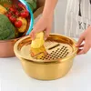 5 in 1 Kitchen Tool Stainless Steel Drain Pot Food Chopper Vegetable Cutter Peeler Hand Held Slicer Grater Kitchen Accessories 210317