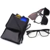 Clip de lunettes de soleil magnétique Lens Merring sur verres hommes Cadre de myopie optique polarisée avec sac en cuir7400073