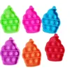Fidget Simple Dimple Toy Kids Mini Push Poo Its Bubble Sensory Toys Sleutelhanger Cartoon Rainbow Tie-Dye Finger Chains