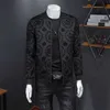 Корона винтажная куртка мужчины весна с корейский тонкий клуб наряд бомбардировщик черный печать Jaqueta Masculina 210904