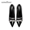 SOPHITINA Spring Banquet High Heel Women's Shoes Fashionable Pointed Toe Shoes Beaded Decoration Plus Size Female Pumps AO285 210513