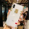 For Iphone Cell Phone Cases Protective Shell Designer Fashion Square Clear Bling Metal Crystal Cover 13 12 11 Pro Max Xr Xs 8 7 6 Plus