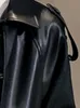Trench coat in pelle impermeabile lungo oversize nero primavera nerazzurri per donna manica lunga sciolto abbigliamento moda coreana 210916
