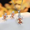 Boucles d'oreilles collier Vintage luxe Zircon tortue ensembles de bijoux mode cristal autrichien multicolore brillant pendentif cadeau