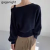 Casual Losse Knited Trui Batwing Mouw Vrouwen Onregelmatige Solid Pullover Tops Lente Sweaters Drop 210601