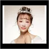 Bırakan Teslim 2021 Tatlı Headdress İnci Merkür Elmas Prenses Saç Takı Taç Düğün Giysileri Nphmb