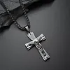 Pendant Necklaces Male Men Cross Christian Jesus Necklace 55cm Chain Black Golden Stainless Steel Fashion Jewelry Arrival 2021