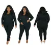 Plus Size Two Piece Set Femmes Sweat Suit Sweats à capuche à manches longues Top Set Pantalons de survêtement Joggers Ensembles assortis Articles en vrac Lots en gros Y0625