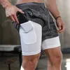 Men's Shorts Solid Color Running Men 2 In 1 Double-deck Quick Dry GYM Sport Jogging Workout Sports Short Pant