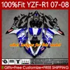 Oem karosseri 100% passform för yamaha yzf-r1 yzf1000 yzf r 1 1000 cc 07-08 moto kropp 91no.4 yzf r1 1000cc yzfr1 07 08 yzf-1000 2007 2008 Injicering mögel fairing kit grön svart