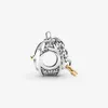 100% argento sterling 925 bicolore cuore e serratura fascino adatto originale europeo charms braccialetto moda gioielli da sposa accessori231G