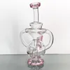 Bong in vetro con collo piegato spesso da 6,3 pollici Pipa da fumo trasparente Cute Recycler Olio in vetro Dab Rigs Percolatore Tubi dell'acqua Giunto femmina con accessori per ciotola rosa da 10 mm