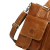 Handbags Men Genuine Leather Large Business Travel Messenger Bags Brown Male Design Laptop Leather Office Shoulder Bag