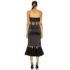 Ladies Fringed Bandage Dress Vestidos Sexy Off Shoulder Sleeveless Bodycon Calf Long Celebrity Party 210525