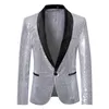 Erkek Ceketler Telotuny Şık Katı Blazer Iş Düğün Dış Giyim 2021 Sonbahar Kış Ceket Sequins Yaka Ince Suit