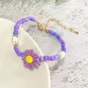 Strand pärlstav strängar punki mode gul emalj blomma charm armband polymer lera justerbar för kvinnor tjej smycken raym22