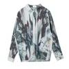 Chique casual abstracte inkt afdrukken lange mouw vrouwen blouse tuniek shirt turn-down kraag losse lente oversize dames tops 210521