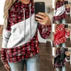 Sudaderas con capucha para mujer, blusa para mujer, Tops de otoño e invierno 2021 para mujer, sudadera de manga larga a cuadros con cuello alto y túnica de tartán, jersey de Cristo