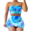 Badeanzug BH Outfits Sommer Frauen Designer Casual Print Tie Dye BH Rock Zweiteilige Sets Damenmode Sexy Freizeitkleidung