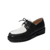 Vrouw vierkant hakken pompen dames lente herfst dames platform mode patent pu casual veter zwarte schoenen meisjesjurk