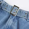 jmprs y2k 청바지 레트로 새시 데님 바지 Ruched Drawstring화물 여성 큰 주머니 바지 숙 녀 Streetwear Jean 210629