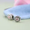 FITS Pandora 원래 팔찌 20pcs 실버 매력 비즈 크리스탈 플라워 실버 매력 구슬 여성 DIY 유럽 목걸이 보석