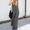 Women's Jumpsuits & Rompers KALENMOS Plus Size Striped Baggy Strappy Jumpsuit Women Summer Overalls Loose Bodysuit Linen Long Playsuit Stree