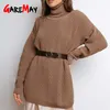 Women's Oversize Sweater Black Turtleneck Long Sleeve Autumn Loose Blue Jumper Beige Knitted Warm Sweaters for Women 211011