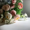 Dekorative Blumen Kränze Rose Rosa Silk Bouquet Pfingstrose Künstliche 5 Große Köpfe 4 Kleine Bud Braut Hochzeit Dekoration Gefälschte Faux