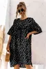女性の半袖ビーチドットプリントミニ服vestido 210508のための夏のビンテージのカジュアルな小さな緩いポケットのドレス
