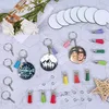 Haken rails sublimatie sleutelhanger blanco's, warmteoverdracht dubbele kant sleutelhangers voor diy craft ornament maken