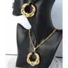 Orecchini Collana ZEADear Parure di gioielli African Fashion Hoop PendentCollana Rame Oro cavo piantato per le donne Regali per feste di nozze