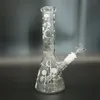 Glass Water Pipe 9.8in Hookah Luminous Bee Ghost Skull Recycler Bong 18mm Male Bowl Smoking Tobacco Bubbler Beaker Ice Catcher