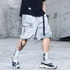 EFUNGAL Hip Hop Knee Length Pocket Reflective Stripe Summer Shorts Men Fashion Streetwear Loose Jogger Male Urban 220301