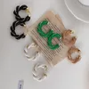 Boucles d'oreilles en cuir et métal tissé, cerceau géométrique noir et blanc pour femmes, bijoux de fête pour filles, Huggie250g, 2021