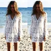 Casual Jurken Sexy Vrouwen Kant Gehaakte Bikini Strand Boho Jurk Uitgehold Losse Driekwart Mouw Beachwear Mini