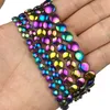 Andere Jhnby 6/8/10 mm Multicolored platte ronde munt Hematiet Natuurlijke stenen spacers Handgemaakte losse kralen voor sieraden maken DIY -armbanden Wynn2